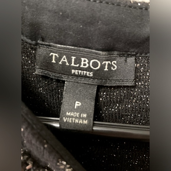 Talbots Wool Blend Black Silver Thread Sparkle Jeweled Detail Peplum Blouse! - Picture 8 of 12